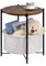 HollyHOME Pequeña mesa auxiliar con cesta redonda, mesa de centro pequeña, mesa auxiliar de madera, mesa de salón, pequeña mesita de noche redonda para dormitorio, mesa de sofá, color nogal oscuro