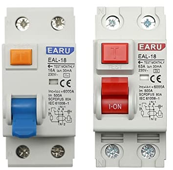 ZXTIIEUF Disjoncteur différentiel 2P 30 mA Type A/AC, Protection Contre Les Courts-Circuits, 32 A, 40 A, 50 A, 63 A, 10 pièces(AC Type 63a)
