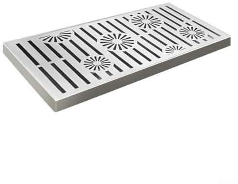 Rejilla de drenaje de acero inoxidable para un drenaje eficaz al aire libre, antideslizante para patios y piscinas (200 x 300 x 20 x 2 mm)