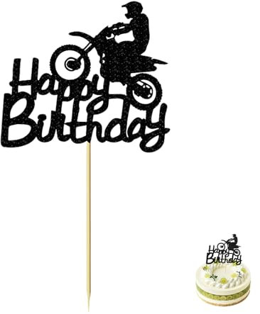 Motorrad Tortendeko,Motorrad Kuchen Topper Für Männer Geburtstag Aus Hochwertigem Lebensmittelechtem Material, Stabiler Nicht Essbarer Dekotopper Für Kuchen Deko Motorradliebhaber