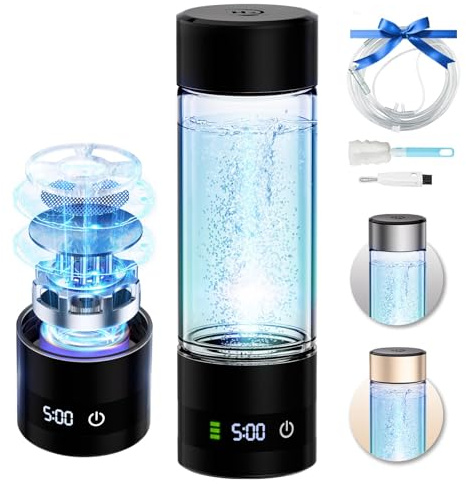 IUHFSIFS 2025 Wasserstoff Wasserflasche【2 Generationen verbesserter neuer Technologie】Outdoor/Reisen/Büro tragbar, erzeugt 【tärkste H2-Aktivität】450ml Schwarz