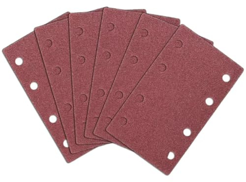 80x133mm Schleifpapier, 25 Stück Schleifblatt 40/60/80/120/240 Körnung mit 8 Löcher Schleifblätter Set Rechteckiges Schleifblatt Klett Schleifpad für Schwingschleifer