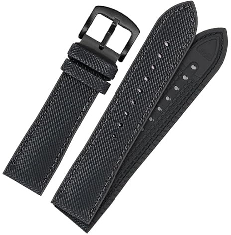 hoosouk Nylon-Gummi-Uhrenarmband mit Dornschließe für Omega Speedmaster Dark Side Moon Apollo 8 Seamaster Silikonarmband(Blackbb,19mm)