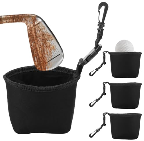 4Pcs Golf Ball Cleaning Bag, 11x8CM Portable Waterproof Golf Club Cleaner Pouch with Detachable Clip, Machine Washable Ball Cleaning Towel for Golfers Outside