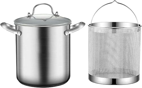 WOTZOV 5-Liter Asparagus Pot, 304 Stainless Steel Pasta Steamer with Basket & Lid, Multi-Use for Asparagus, Vegetables, Spaghetti, and More