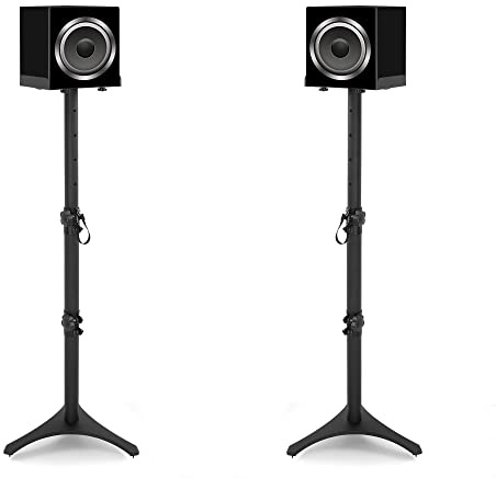 LASUK Speaker Stand Height Adjustment for Satellites Speaker up to 5KG, Extends 78 to 104 CM, Surround Sound & Universal Bookshelf Speaker Stands, 1 Pair Floor Speaker Stand