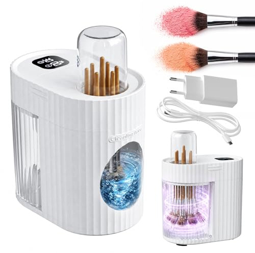 ALAFLY Limpiador y Secador Eléctrico 3 en 1 para Brochas de Maquillaje, Máquina Automática USB de Limpieza Profunda, Limpieza y Secado Rápido Portátil [Sin Quitar las Brochas]