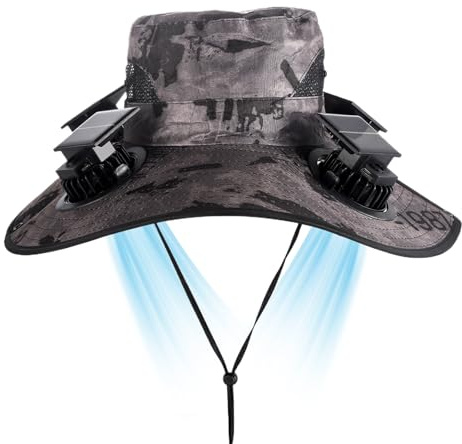 Fan Hat Solar Powered 4-Head Fan Solar Powered Wide Brim Protection | Women Sun Hats for Outdoor Fishing Yard Hiking Work Travel Beach Sports Mowing Golf Boating