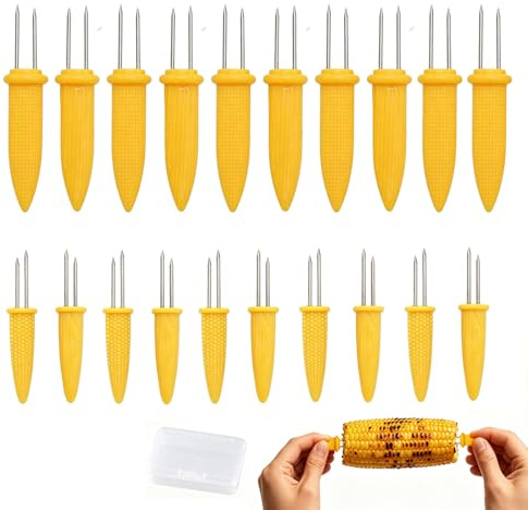 JOVYTH 20 Spiedini Per Mais – Spiedini In Acciaio Inossidabile, Supporto Per Pannocchie Per BBQ, Ferma Mais A Doppio Dente, Accessorio Per Griglia Per Casa E Barbecue, Riutilizzabile
