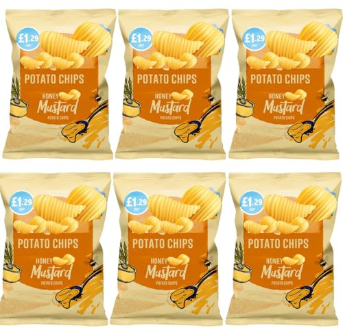 Honey Mustard Hand Cooked Kettle Style Potato Chips PMP 80g - 12 x Bags - Thick Cut Crisps Sweet & Tangy Flavoured Gourmet Crunchy Potato Snack - ktl