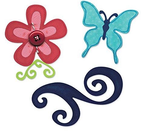 Sizzix Sizzlits sterben Schmetterling, Blume und Swirl Set by Karen Burniston, 3 Stück