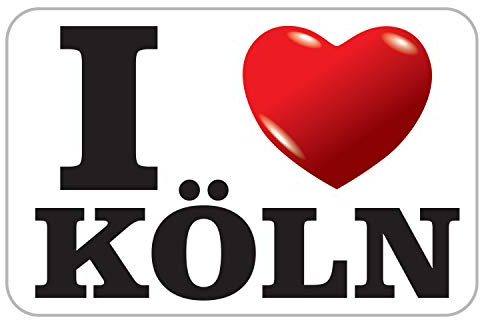 deformaze Sticker I Love Köln Aufkleber Ich Liebe Köln mit Herz 7,5 x 11,5 cm Selbstklebend KFZ Auto Scheibe Boot UV Wetterfest für außen und innen