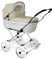 EICHHORN Weidenkorb Kinderwagen, Korb Weiß, Stoff Beige - große Liegefläche, weich gefedert, inklusive Matratze und Regenschutzbezug