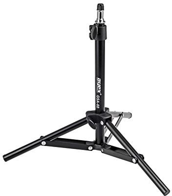 ayex Kompaktes leichtes Lampenstativ GSA-60 Stufenlos einstellbar von 34 bis 70cm, mit 5/8 Spigot Anschluss und 1/4 Standardgewinde mit Schutzkappe Lichtstativ dreibeinig