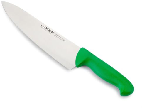 Arcos Serie 2900 - Cuchillo Cocinero Ancho - Hoja de Acero Inoxidable Nitrum de 250 mm - Mango inyectado en Polipropileno Color Verde
