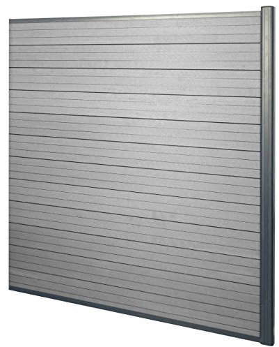 Mendler WPC-Sichtschutz Sarthe, Windschutz Zaun, Alu-Pfosten Erweiterungselement, 1,85m - grau