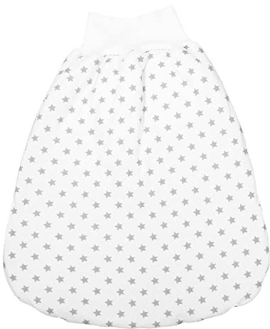 TupTam Baby Unisex Strampelsack mit breitem Bund Wattiert, Farbe: Sternchen Weiß/Grau, Größe: 0-6 Monate