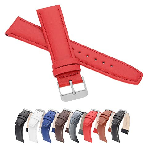 MARCHEL Lederarmband WB 20 mm Rot Uhrenarmband Uhrband Uhrenbänder Leder Genarbt