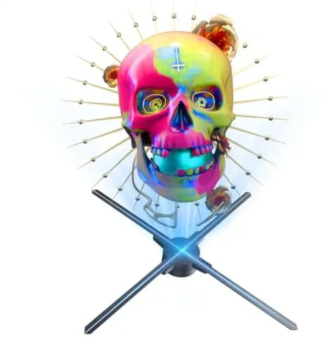 GIWOX Ventilador LED holograma 3D, proyector de video holográfico 3D compatible con WiFi, aplicación de teléfono y tarjeta TF, pantalla de publicidad gráfica de video holograma 3D para exposiciones de