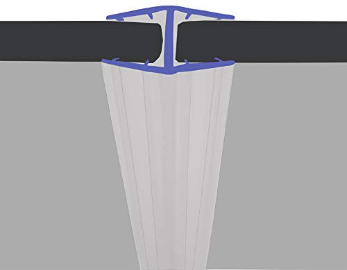 H Shaped 180° Vertical Glass Joint | Shower Screen or Door Seal | Fits 10, 12 or 11mm Glass | 2m Long | SEAL067