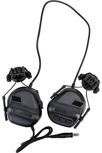 ATAIRSOFT Tactical Headset Unlimited Power Intercom with Microphone Waterproof Hunting Shooting Headphones Earmuff No noise Reduction Function (Black)