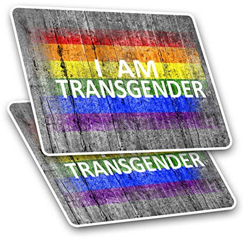 Rectangle Stickers (Set of 2) 10cm - I Am Transgender LGBT Flag Laptop Tablet Luggage Scrapbook #14259