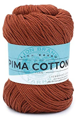 Lion Brand Yarn Pima Cotton, Colorful, Medium Weight Yarn for Knitting, Crochet, and Crafts, Spice, 1 Pack