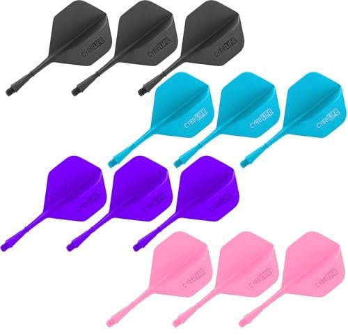 CyeeLife 12 Stück Kunststoff Dart Flights und Schäfte,Zubehör für Darts,CF01