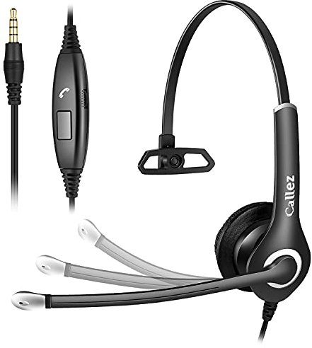 PC Headset Handy, 3,5mm Klinke Headset mit Mikrofon Noise Cancelling & Lautstärkeregler, PC Kopfhörer für iPhone Laptop, Homeoffice, Business, Skype, e-Learning, Call Center, Ultra Komfort