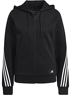 adidas W Fi 3S FZ Reg Felpa con Cappuccio, Black, XS Donna