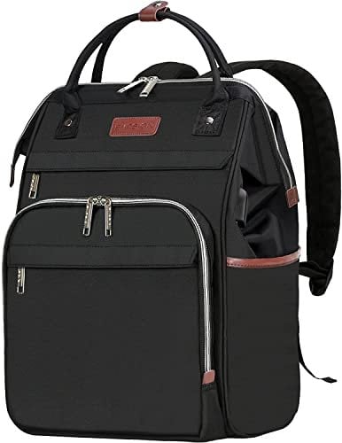 EMPSIGN Sac à Dos Ordinateur Portable Femme 15.6 Pouces, Imperméable Sac a Dos Scolaire Elegant avec Port de Chargement USB Sac a Dos PC Portable pour College Loisir Voyage Affaires, Noir