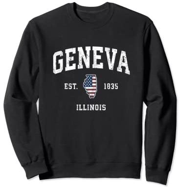 Geneva Illinois IL Vintage American Flag Sports Design Sweatshirt