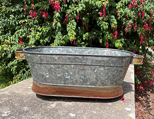 Macetas grandes de metal galvanizado de zinc | macetas de jardín al aire libre M