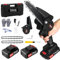 Mini Tronçonneuse 6 Pouces,Électrique sans Fil Portable avec 2 Batteries 1500 mAh 、2 Chaîne，mini tronconneuse a batterie Pour couper du bois, des branches, élaguer, cour, jardin