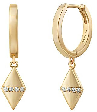 cai Damen Creolen 925/- Sterling Silber 2,5cm Glänzend Zirkonia gelb 360210259V