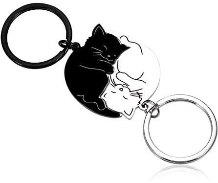 VGWON Porte-clés couple de chats mignon, Cadeau romantique pour hommes femmes pour la Saint Valentin, anniversaire et cadeau d'anniversaire pour ami/amie