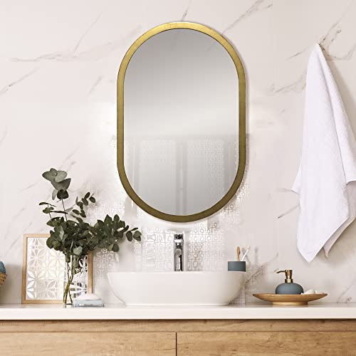 la fabrica del cuadro Espejo Ovalado de Pared Fabricado en España - Moldura 2.5 cm - Acabado Artesanal - Espejo Decorativo Ideal para Salón, Recibidor,Dormitorio y Baño... (Oro Envejecido, 45x70 cm)