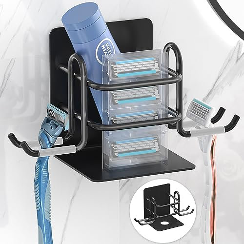 YYBO Rasierer Halterung Dusche, Zahnbürstenhalter Edelstahl 304 Rasierhalter Dusche Ohne Bohren, Rasierer Halter Haken für Rasierer Handtuch, Elektrische Rasierer Zahnbürsten Halterung