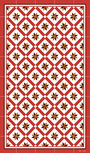 DobleUve Estudio Alfombra Vinílica Hidráulica 24 | Color Rojo | 47x80 cm | Alfombra Cocina Lavable Antideslizante | Alfombra Vinilica | Suelo Vinílico | Alfombra Vinilo Salón