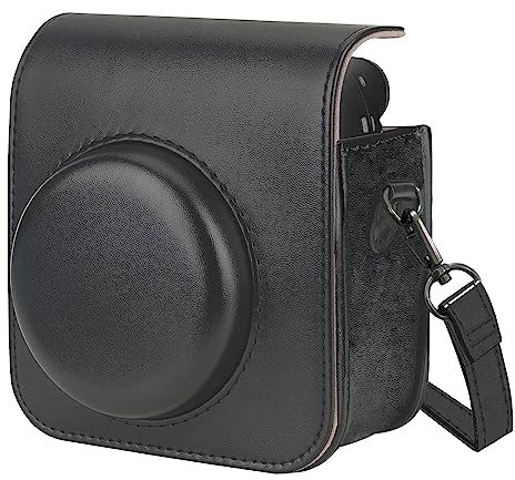 HIUOUIH Housse pour Instax Mini 12 Pochette Appareil Photo Instantané Fujifilm Case Camera Sac de Voyage avec Bandoulière, Noir