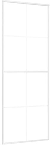 Porte coulissante Verre ESG dépoli et aluminium 76x205 cm Blanc