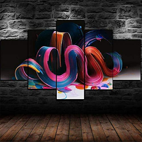 5 Piezas De Arte De Pared De Lienzo Líneas De Colores Abstractos Sin Marco: 150 X 100 Cm Decoración De Pared, Obra De Arte Moderna, Pintura Para El Hogar, La Oficina, La Sala De Estar, El Dormitorio,
