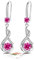 Rose Red Drop Earrings for Women Dangling, Sterling Silver Dangle Earrings with Cubic Zirconia, Hypoallergenic Dangly Drop Earrings for Women Jewellery Gift for Birthday Christmas
