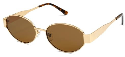 SOJOS Occhiali da sole Donna Uomo Retrò Ovale Metallo Classici Protezione UV400 Occhiali da sole SJ1217