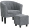 vidaXL Fauteuil Cabriolet avec Repose-Pied, Chaise avec Accoudoirs, Canapé avec Dossier, Siège Rembourré Salon Chambre, Gris Foncé Velours