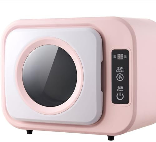 ZMIN Petite Machine de séchage à Tambour Murale, Mini sèche-Linge électrique Portable, sèche-Linge Compact à Chargement Frontal, capacité de séchage des vêtements : 1 kg,Rose,A