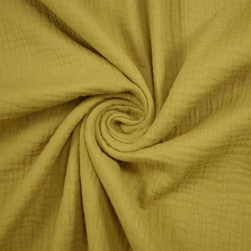 Musselin Stoff Sunny, Double Gauze, uni goldkiwi (Länge am Stück: ab 50cm / Breite: 130cm)