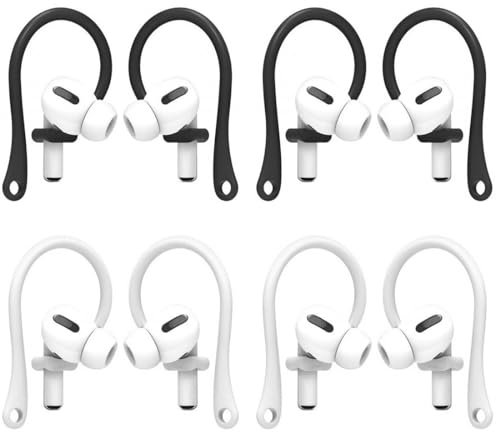 YHIJSR 4 Pares Ganchos para la Oreja de Silicona Antipérdida Compatible con AirPods 2 y 1 y Pro Accesorios para Auriculares Gancho para la Oreja para Auriculares para Ganchos Blanco y Negro