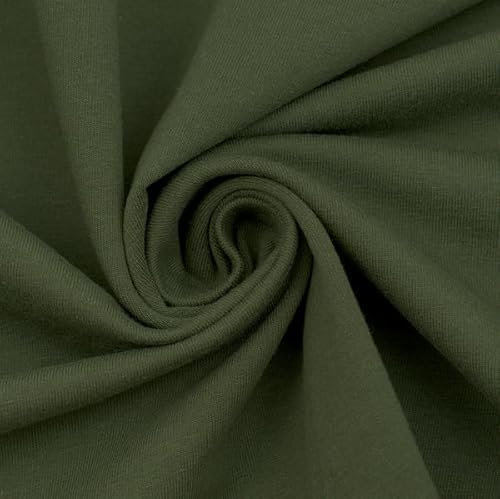 STOFFKONTOR Sweatshirtstoff Baumwollstoff Stoff French Terry - Meterware, Farbe Khaki - Öko-Tex Standard 100 - zum Nähen von Sweatshirts, Jogginganzügen, Kinderkleidung uvm.