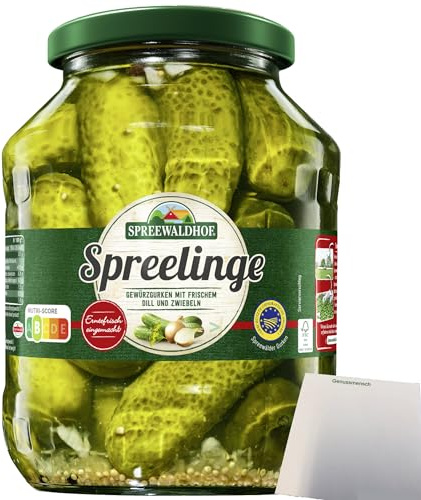 Spreewaldhof Spreelinge Gurkentopf Gewürzgurken mit Dill und Zwiebeln (1550g Glas) + usy Block